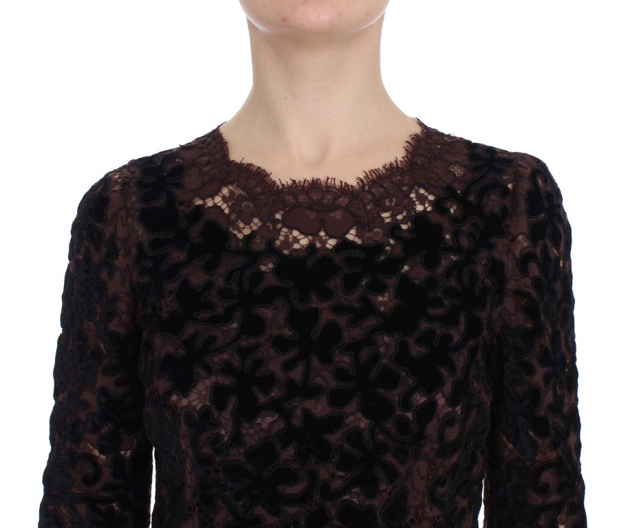 Dolce & Gabbana lila blommig spets Ricamo Maxiklänning