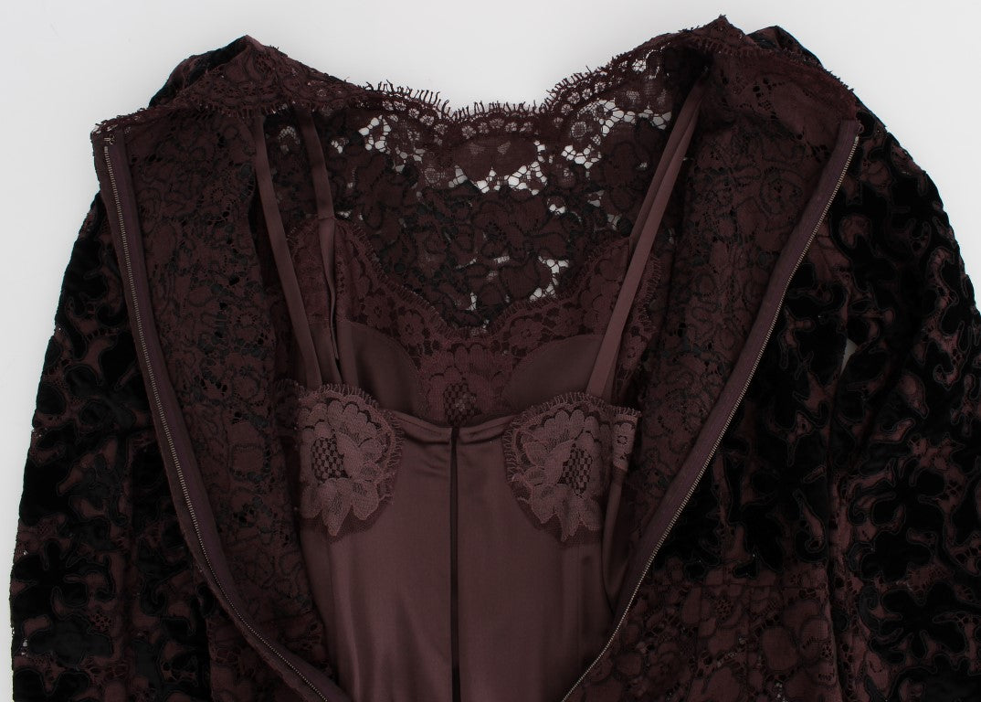 Dolce & Gabbana lila blommig spets Ricamo Maxiklänning
