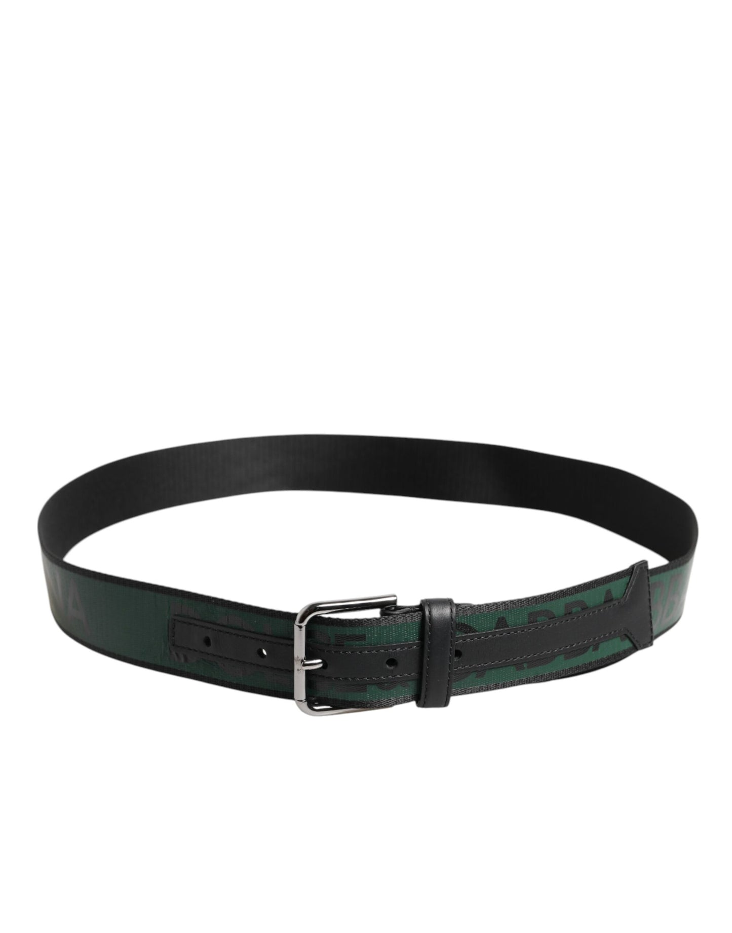 Dolce & Gabbana Green Black Polyester DG Logo Buckle Belt