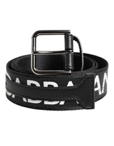 Dolce & Gabbana Black White DG Logo Brass Metal Buckle Belt