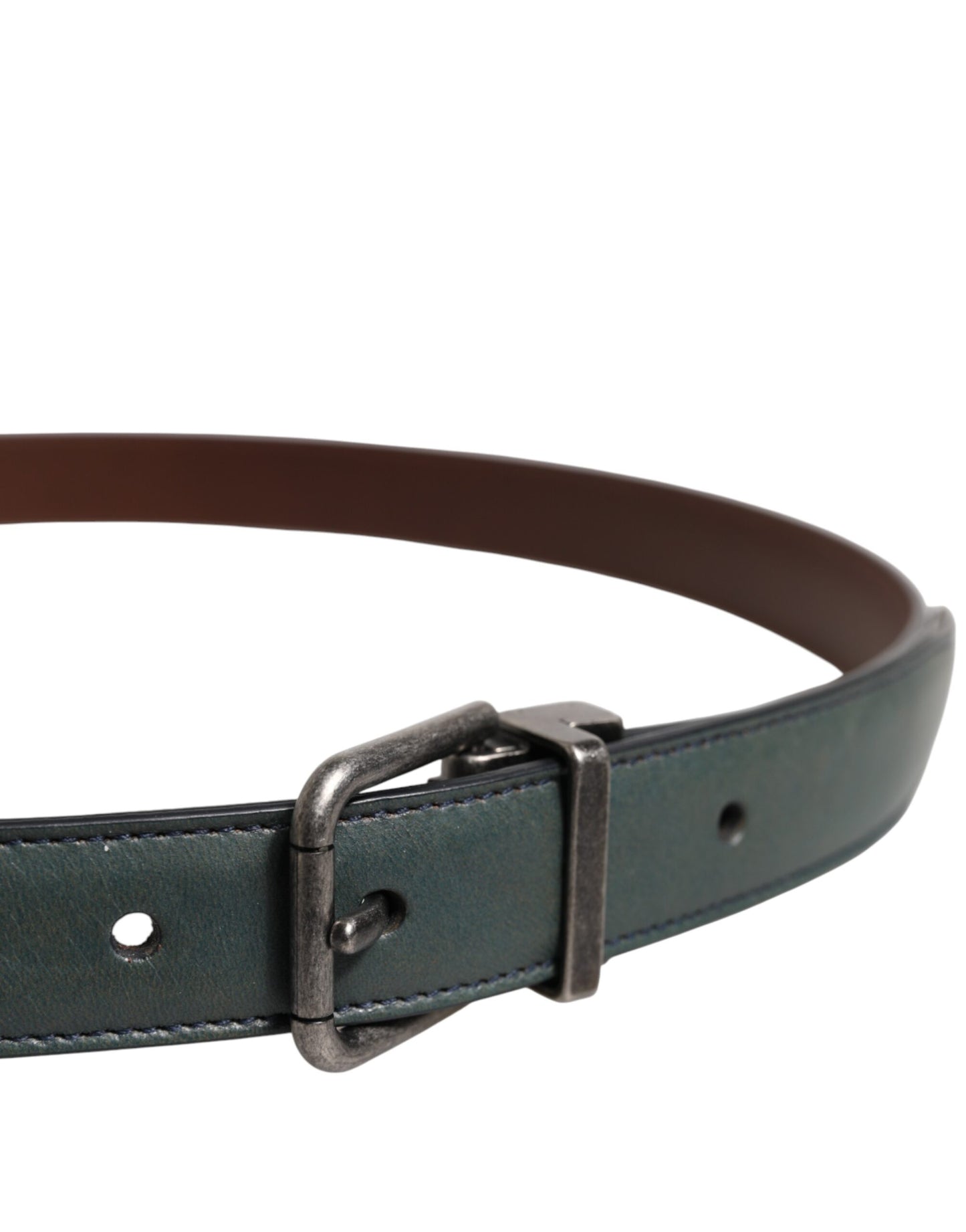 Dolce & Gabbana Green Classic Leather Metal Buckle Belt