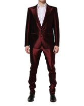 Dolce & Gabbana Bordeaux Silk 2 Piece Single Breasted Suit