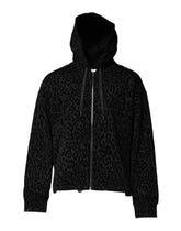 Dolce & Gabbana Black Leopard Full Zip Hooded Sweatshirt Sweater