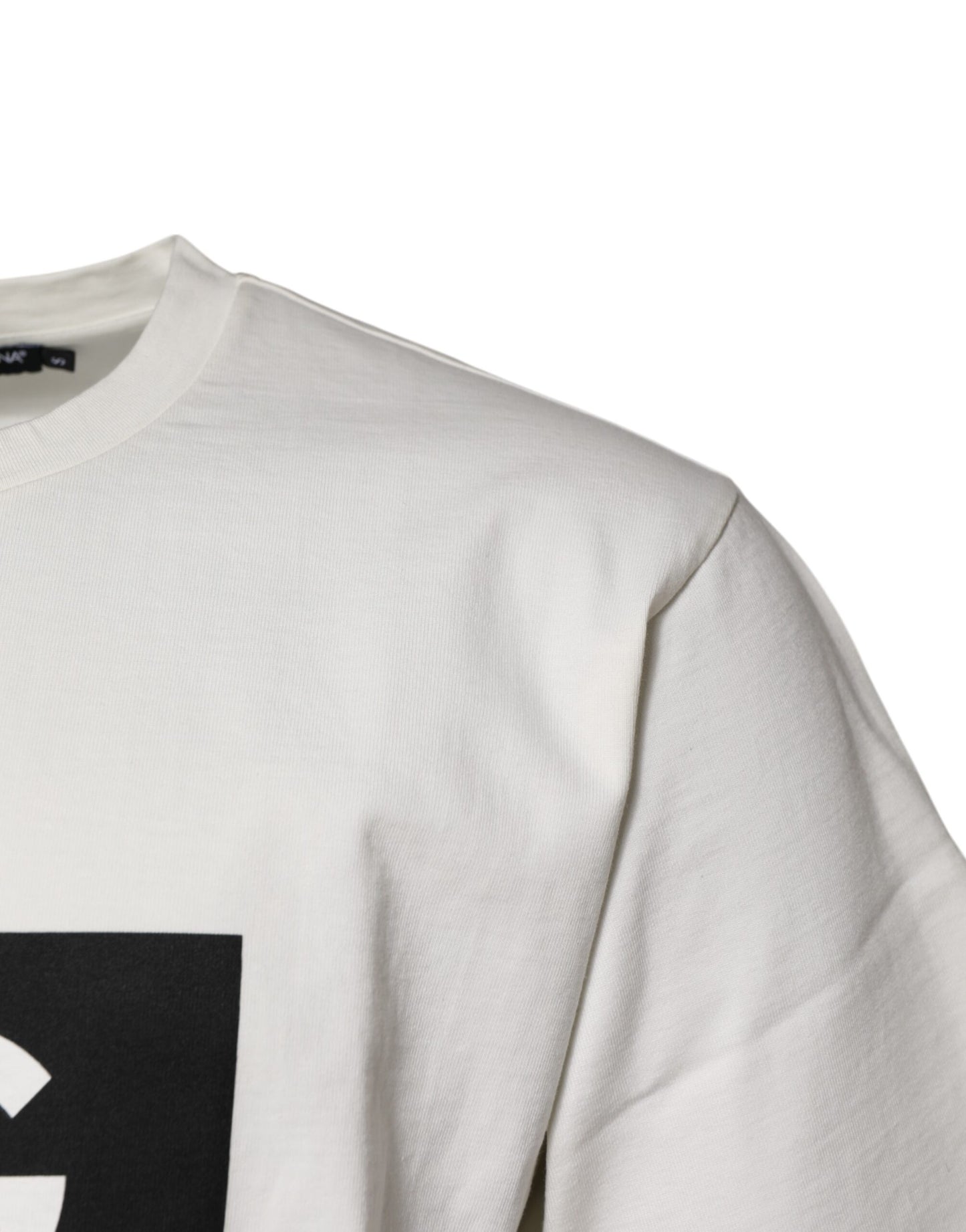 Dolce & Gabbana Hvit Bomull DG Logo Trykk Rund Hals T-skjorte
