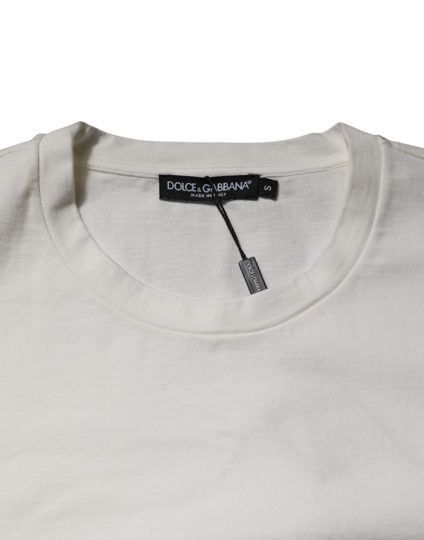 Dolce & Gabbana Hvit Bomull DG Logo Trykk Rund Hals T-skjorte