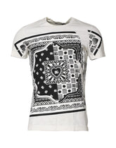 Dolce & Gabbana White Cotton Logo Bandana Print T-shirt