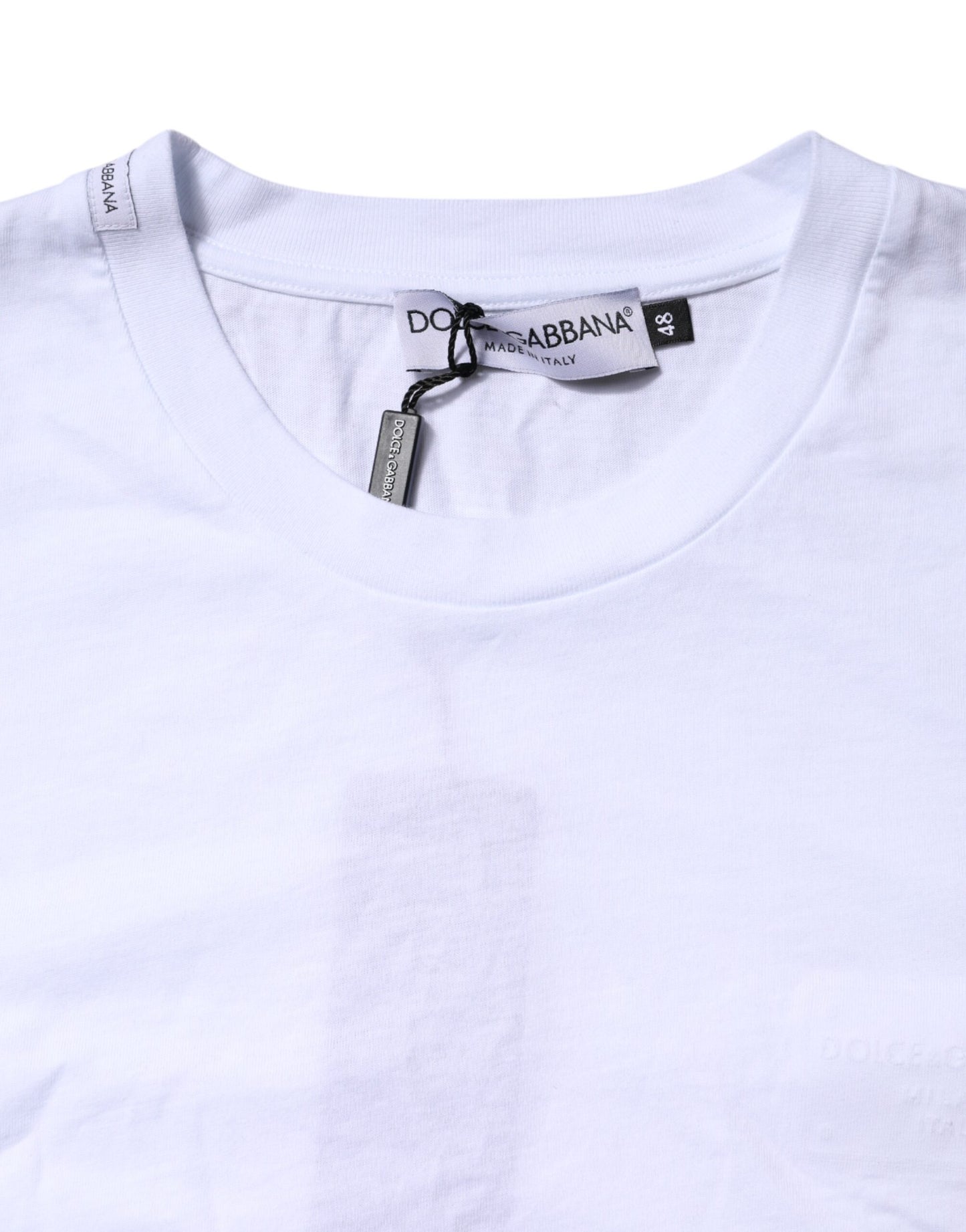 Dolce & Gabbana Vit bomulls-t-shirt med logotyp och rund halsringning