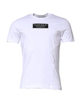 Dolce & Gabbana White Cotton Logo Patch Crew Neck T-shirt