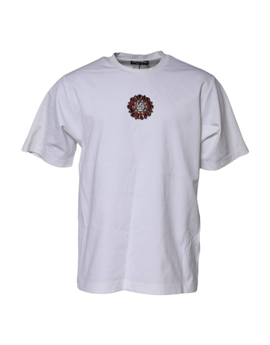 Dolce & Gabbana White Logo Embellish Short Sleeves T-shirt