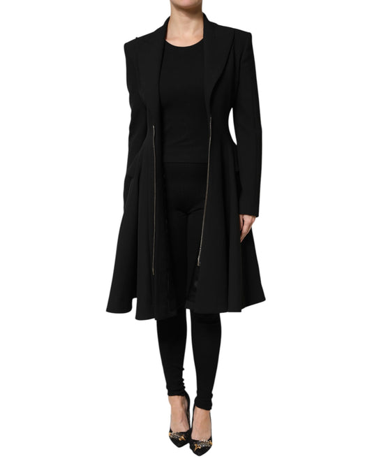 Les Hommes Svart Polyester Enkelknäppt Trenchcoatjacka