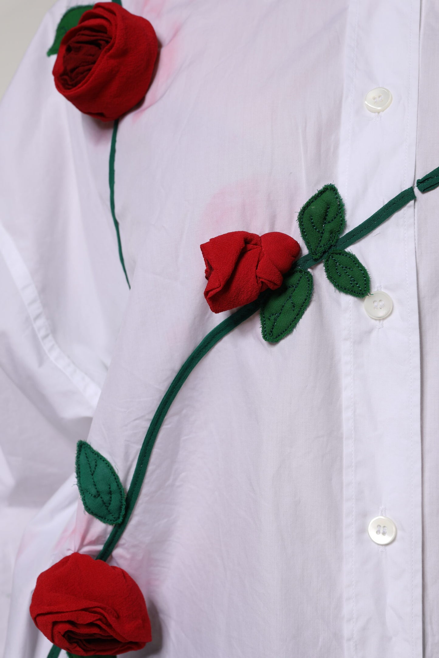 Dolce & Gabbana hvit bomullsskjortetopp med blomsterapplikasjoner