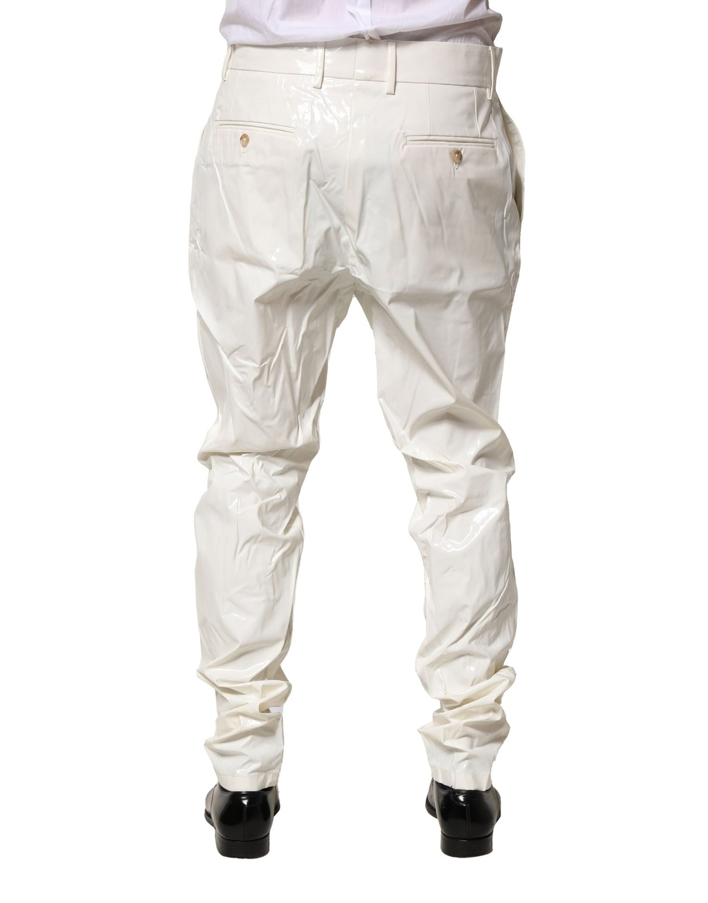 Dolce & Gabbana Vit Nylon Avsmalnande Klänning Herrbyxor