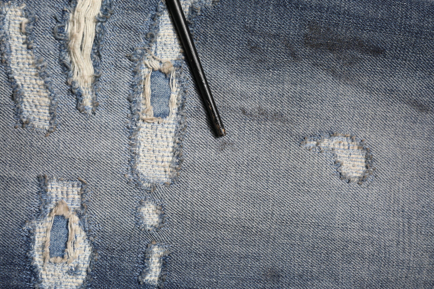 Dolce & Gabbana Blå Tvättade Trasiga Bomull Herrjeans
