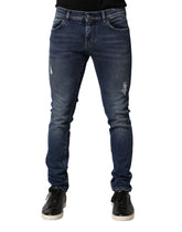 Dolce & Gabbana Blue Washed Skinny Cotton Denim Jeans