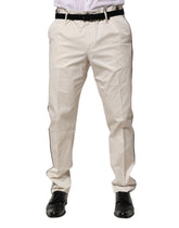 Dolce & Gabbana White Cotton Dress Slim Formal Pants