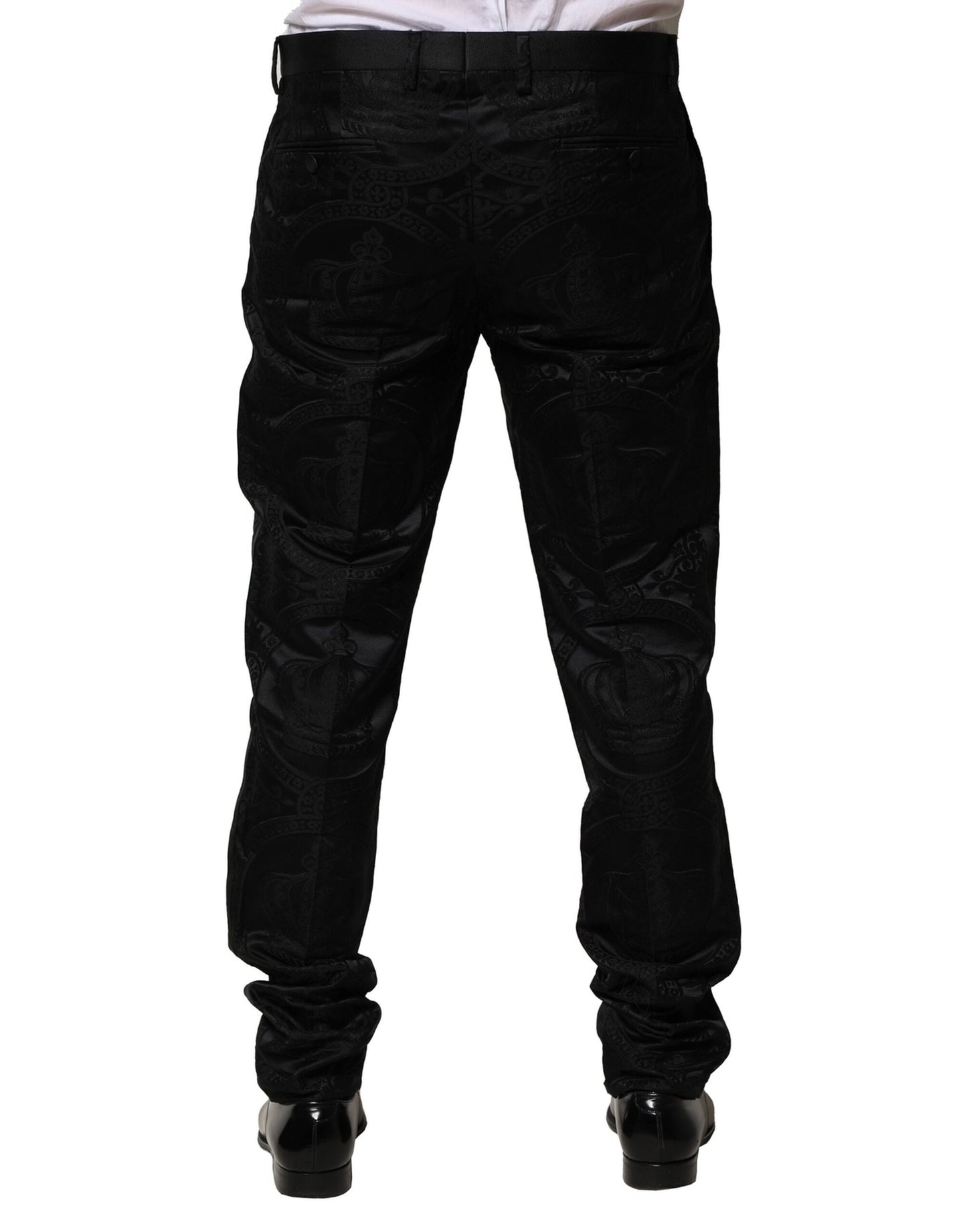 Dolce & Gabbana svarta bomullsbyxor med DG Crown-motiv
