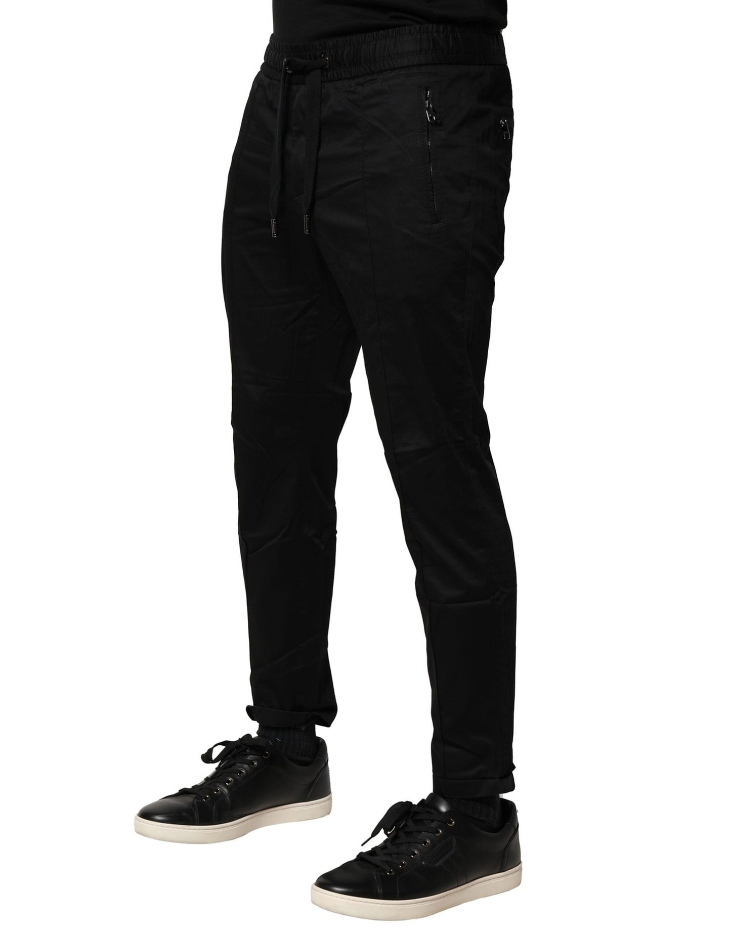 Dolce & Gabbana svarta bomullsjoggingbyxor med medelhög midja