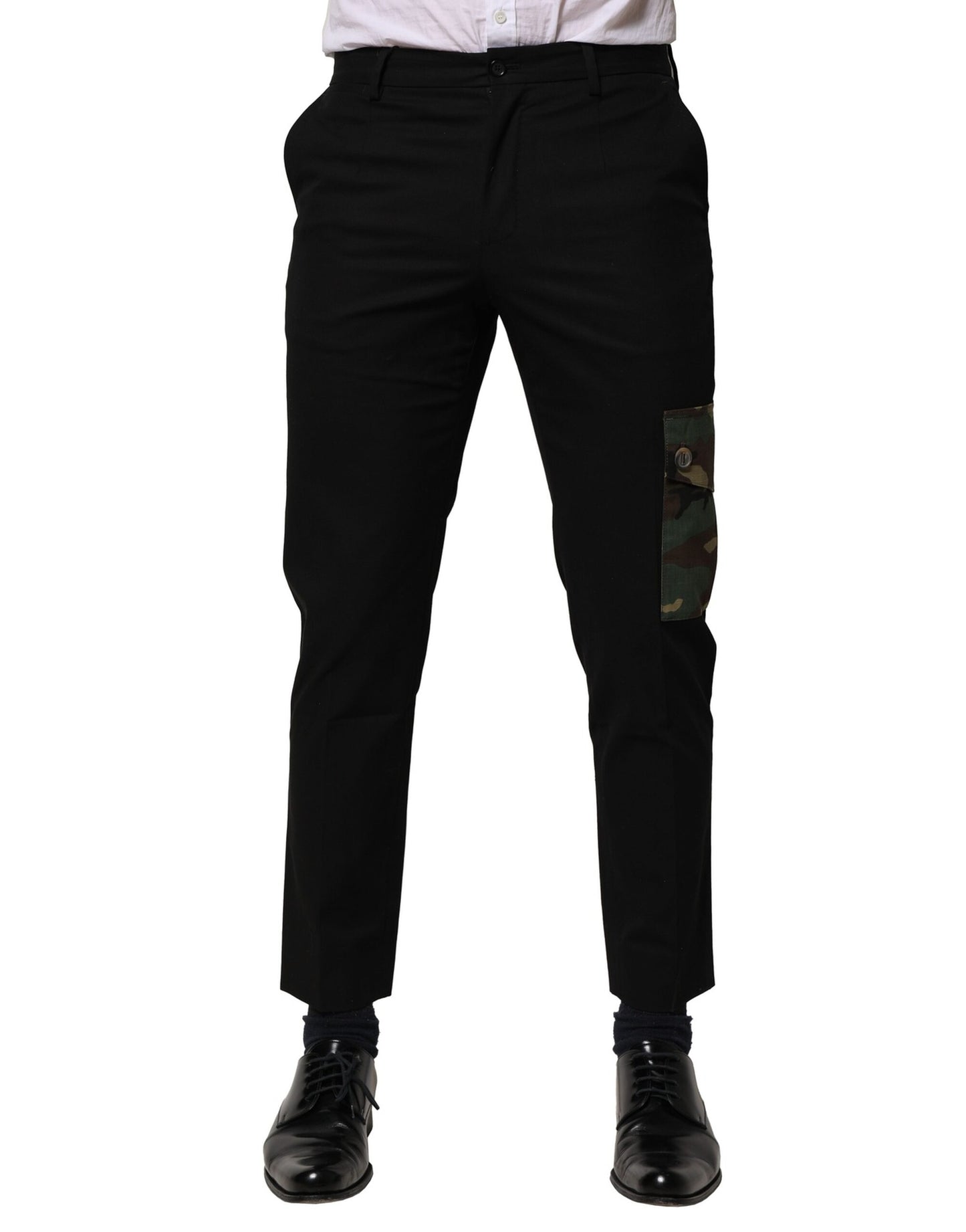Dolce & Gabbana Svarta Bomulls Cargoklänning Herrbyxor