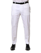 Dolce & Gabbana White Cotton Dress Slim Formal Pants