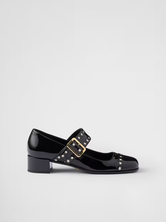 Prada Svarta Mary Jane-pumps i lackläder