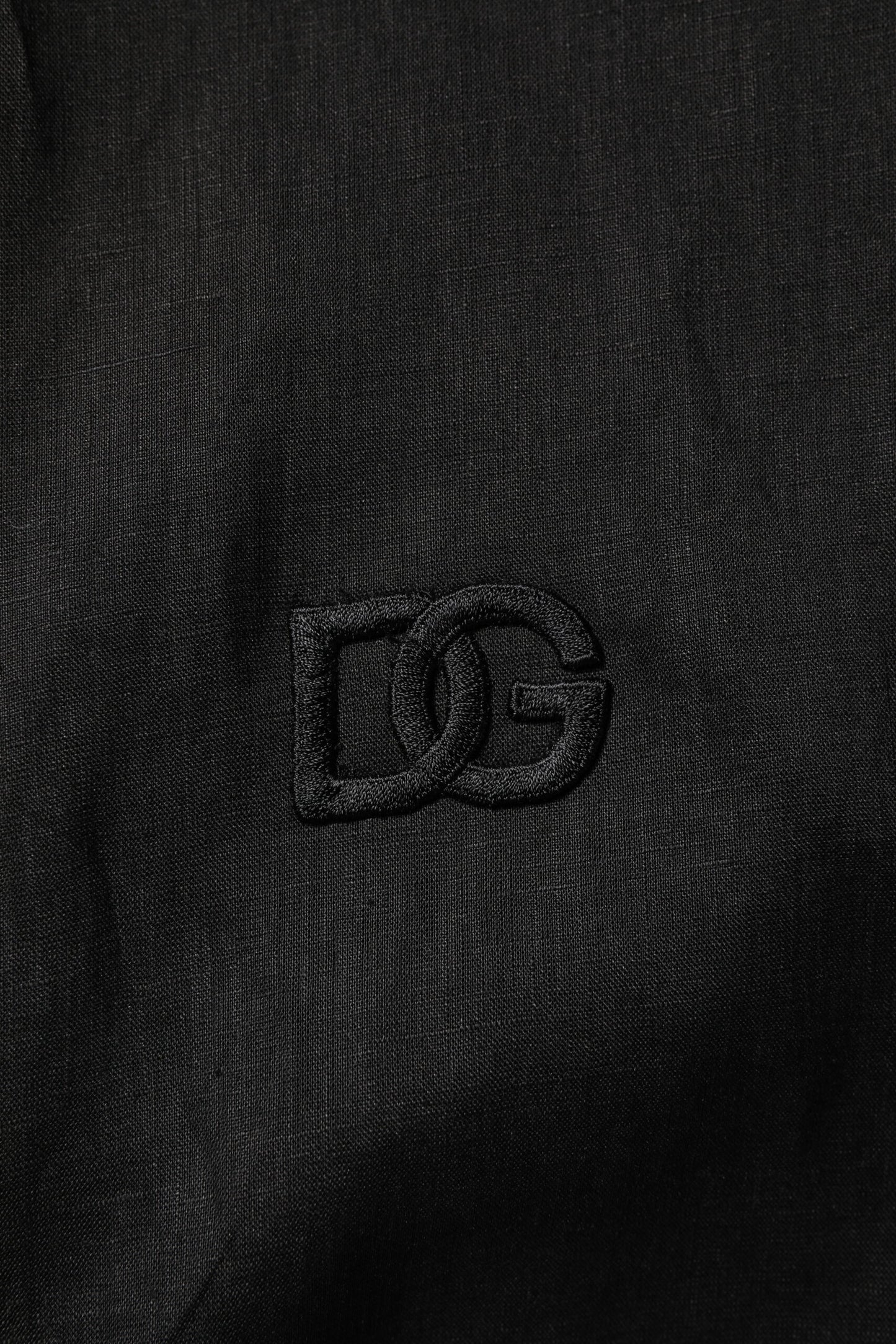 Dolce & Gabbana Svart Linne Långärmad Herrskjorta Casual