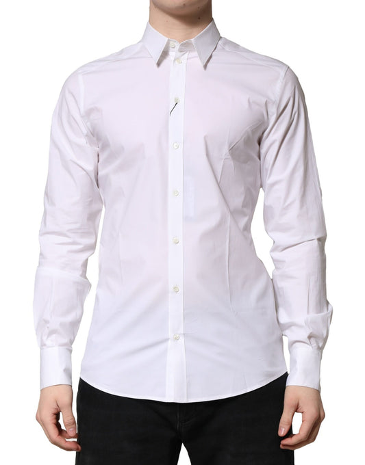Dolce & Gabbana White Cotton Long Sleeves Dress Formal Shirt