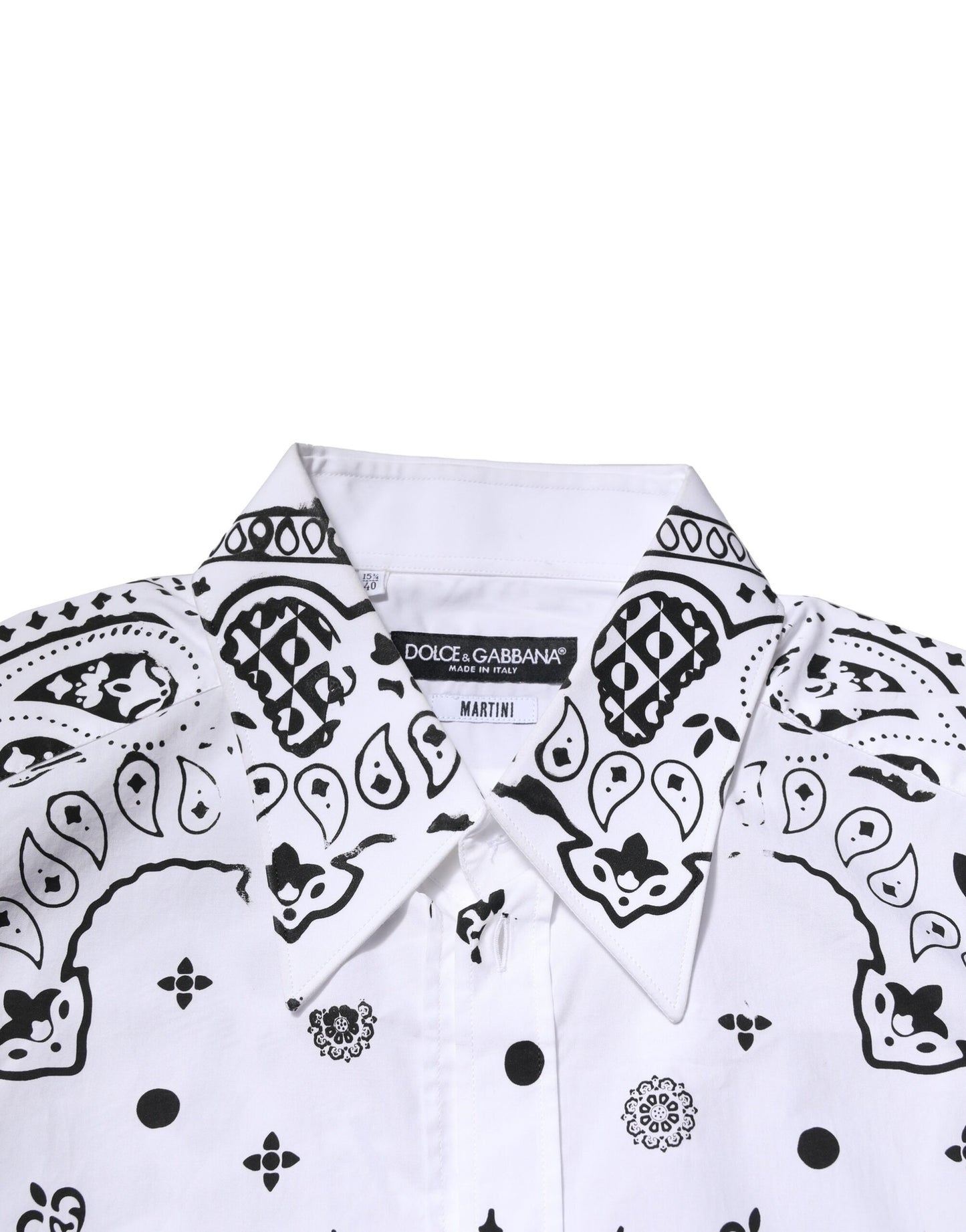 Dolce & Gabbana Vit MARTINI Bandana Mönstrad Festskjorta
