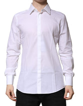 Dolce & Gabbana White GOLD Long Sleeves Men Dress Formal Shirt