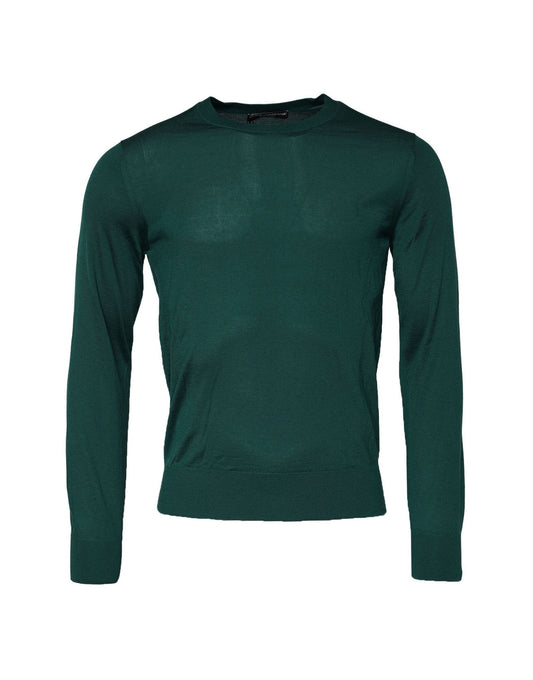 Dolce & Gabbana Green Cashmere Crew Neck Sweatshirt Sweater