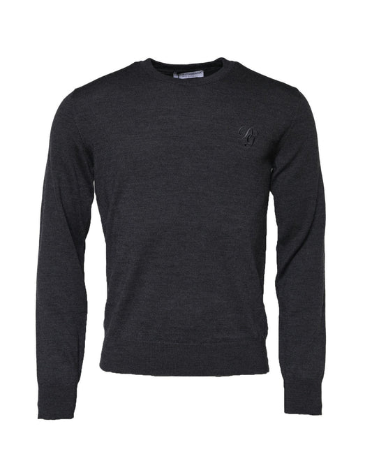Dolce & Gabbana Dark Gray Wool Crew Neck Sweatshirt Sweater