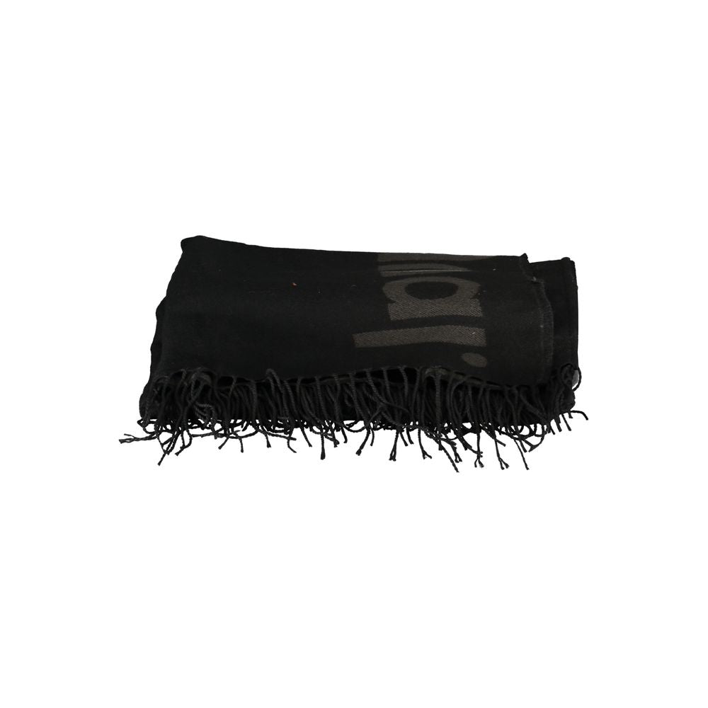 Elegant poncho med kontrastdetaljer i tidlös svart