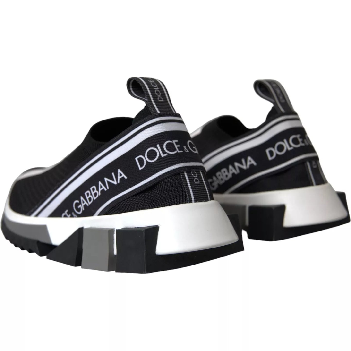 Dolce & Gabbana Svarta Vita Slip On Sorrento Sneakers Skor
