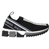 Dolce & Gabbana Svarte Hvite Slip On Sorrento Sneakers Sko