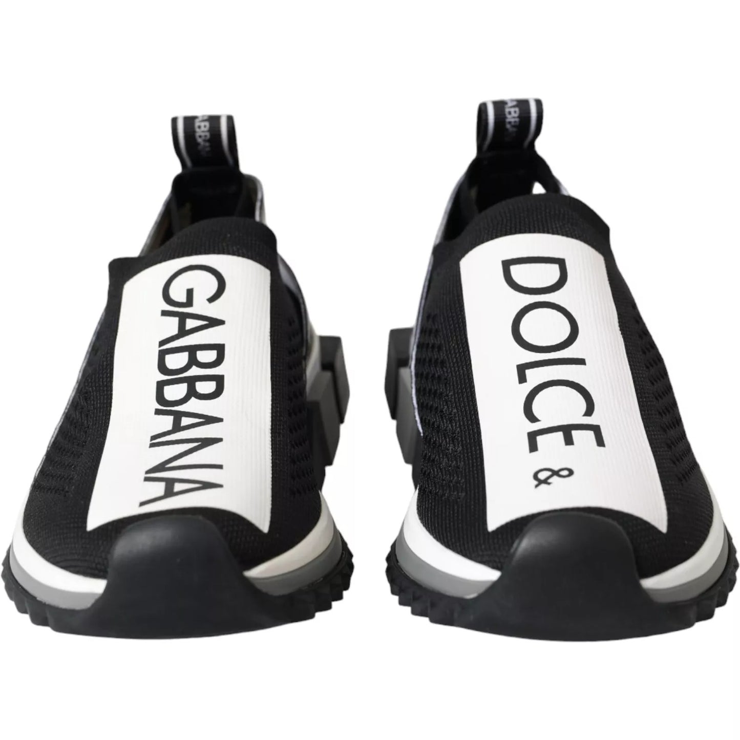 Dolce & Gabbana Svarta Vita Slip On Sorrento Sneakers Skor