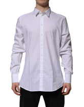 Dolce & Gabbana White Cotton GOLD Long Sleeves Formal Shirt