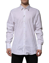 Dolce & Gabbana White Cotton GOLD Long Sleeves Formal Shirt