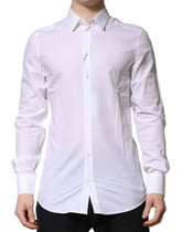 Dolce & Gabbana White Cotton GOLD Long Sleeves Formal Shirt