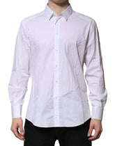 Dolce & Gabbana White GOLD Long Sleeves Dress Formal Shirt
