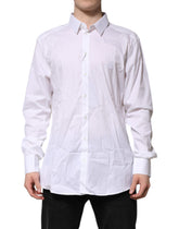 Dolce & Gabbana White GOLD Cotton Men Dress Formal Shirt