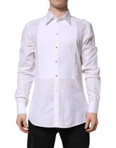 Dolce & Gabbana White GOLD Cotton Long Sleeves Formal Shirt