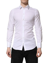 Dolce & Gabbana White GOLD Cotton Long Sleeve Men Formal Shirt