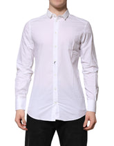 Dolce & Gabbana White GOLD Cotton Long Sleeves Men Formal Shirt