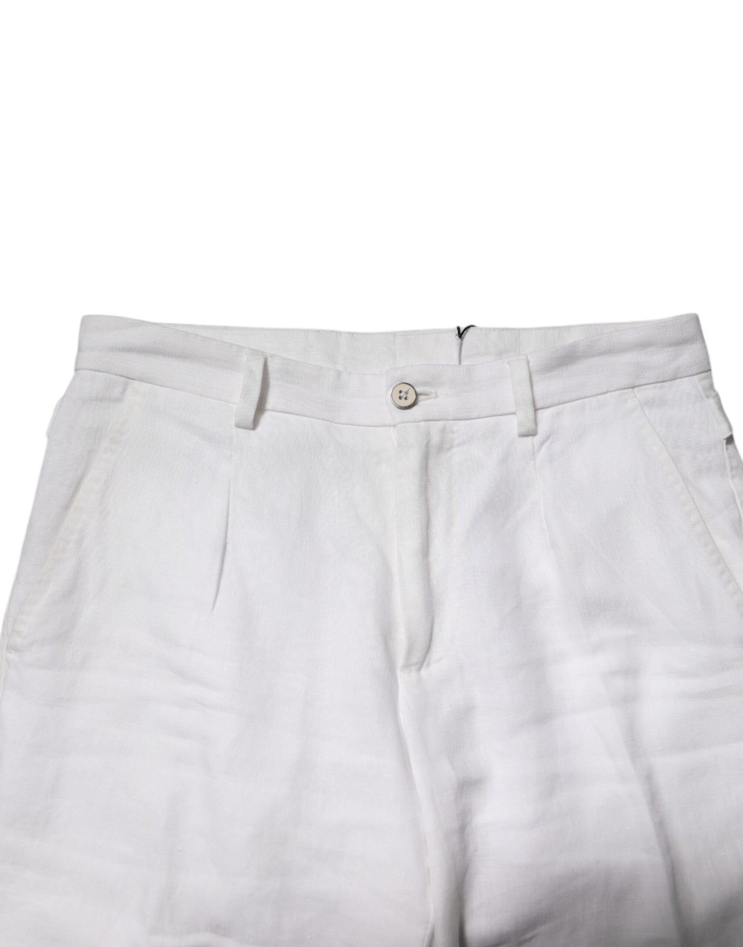 Dolce & Gabbana hvite linbukser med mellomhøy midje