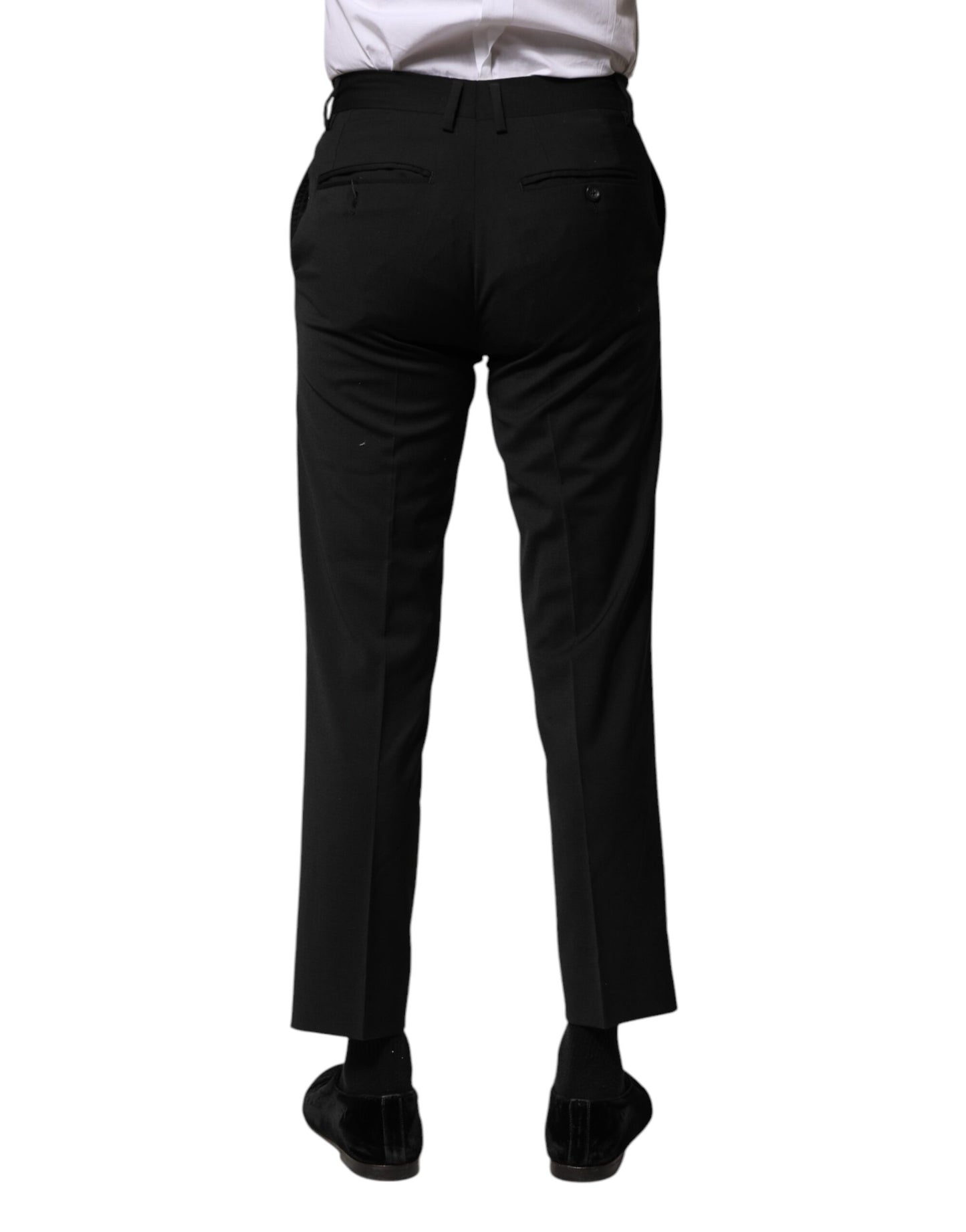 Dolce & Gabbana Svarta Ull Formella Herrbyxor Beskurna