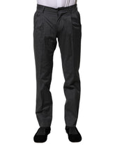 Dolce & Gabbana Gray Striped Cotton Formal Pants