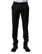 Dolce & Gabbana Svarta Ull Formella Herrbyxor Slim
