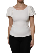 Dolce & Gabbana White Viscose Round Neck Short Sleeves Top