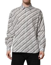 Dolce & Gabbana White Striped Long Sleeves Men Formal Shirt