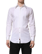 Dolce & Gabbana White Cotton GOLD Long Sleeves Dress Shirt