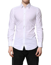 Dolce & Gabbana White Cotton GOLD Long Sleeves Dress Shirt